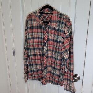 Simms Men's Red and Green Plaid Button Down Shirt